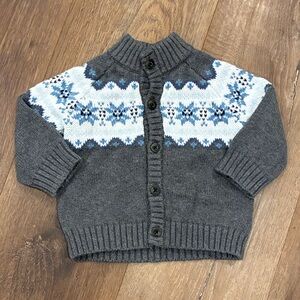 Janie & Jack Snowflake Sweater Cardigan Winter Christmas Holiday Jacket 3-6m